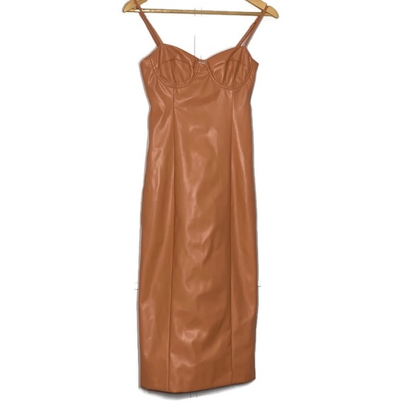 Bardot Sibella Sleeveless Faux Leather Midi Dress in Dusty Rose - Picture 3 of 13